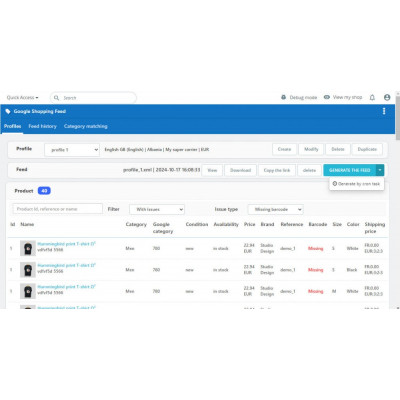 Export Google Shopping