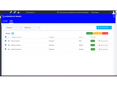 Module Category by brand pour Prestashop
