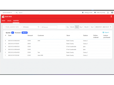 Sales Box - Billing + Quote - Cart sendings
