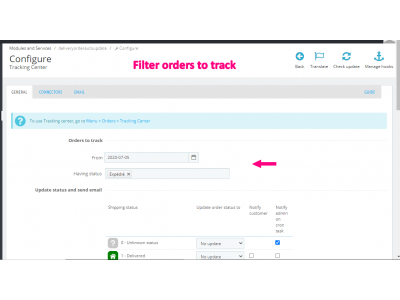 Modulo Tracking Center per Prestashop
