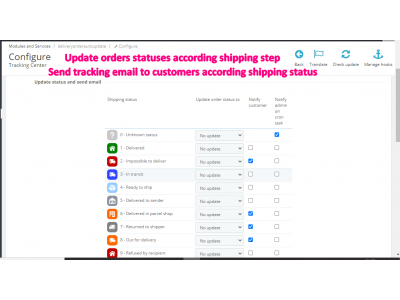 Module Tracking Center pour Prestashop