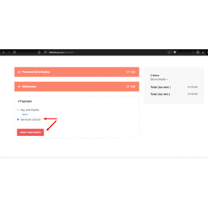 Cotação na página de pagamento para Prestashop